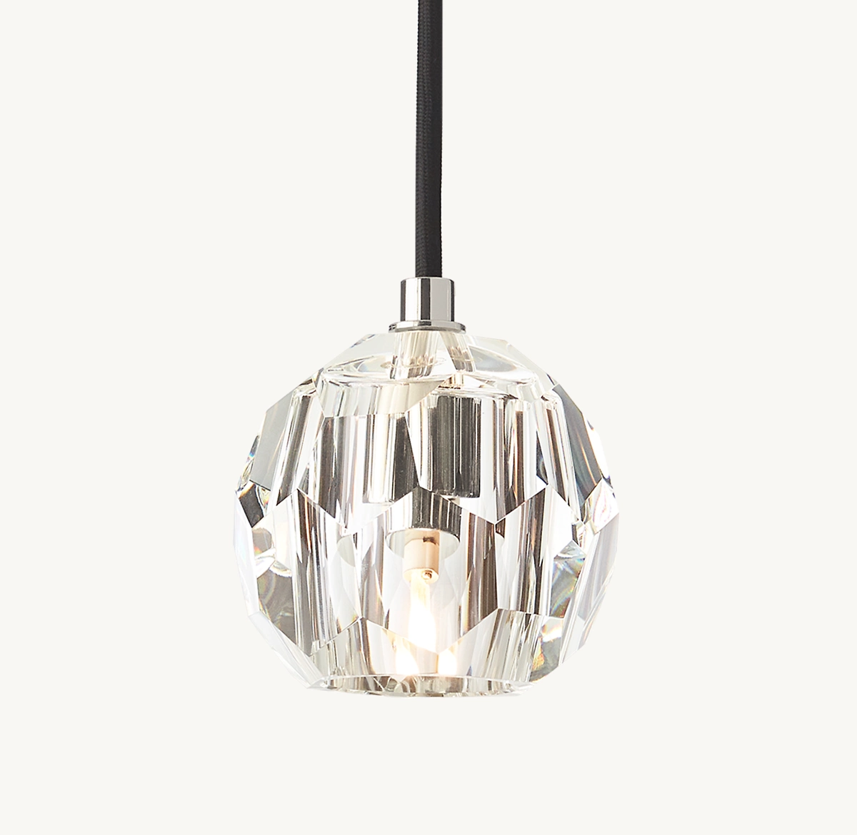 BOULE DE CRISTAL CLEAR GLASS CORD PENDANT - Polished Nickel