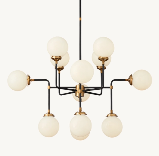 BISTRO GLOBE MILK GLASS CHANDELIER 42