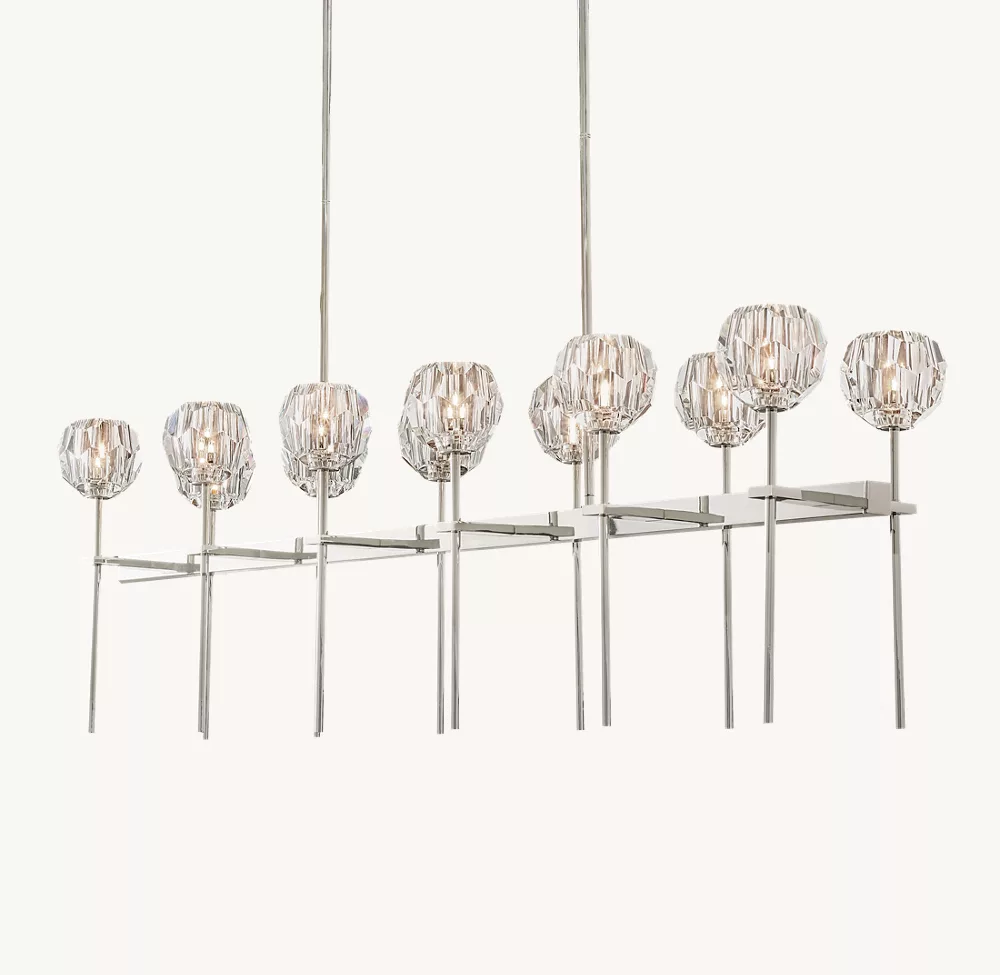 BOULE DE CRISTAL CLEAR GLASS DOUBLE LINEAR CHANDELIER 60