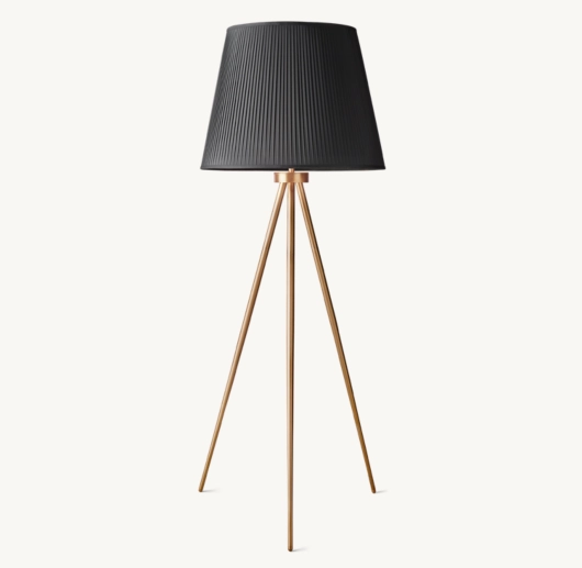 REED BLACK PLEATED SILK SHADE FLOOR LAMP