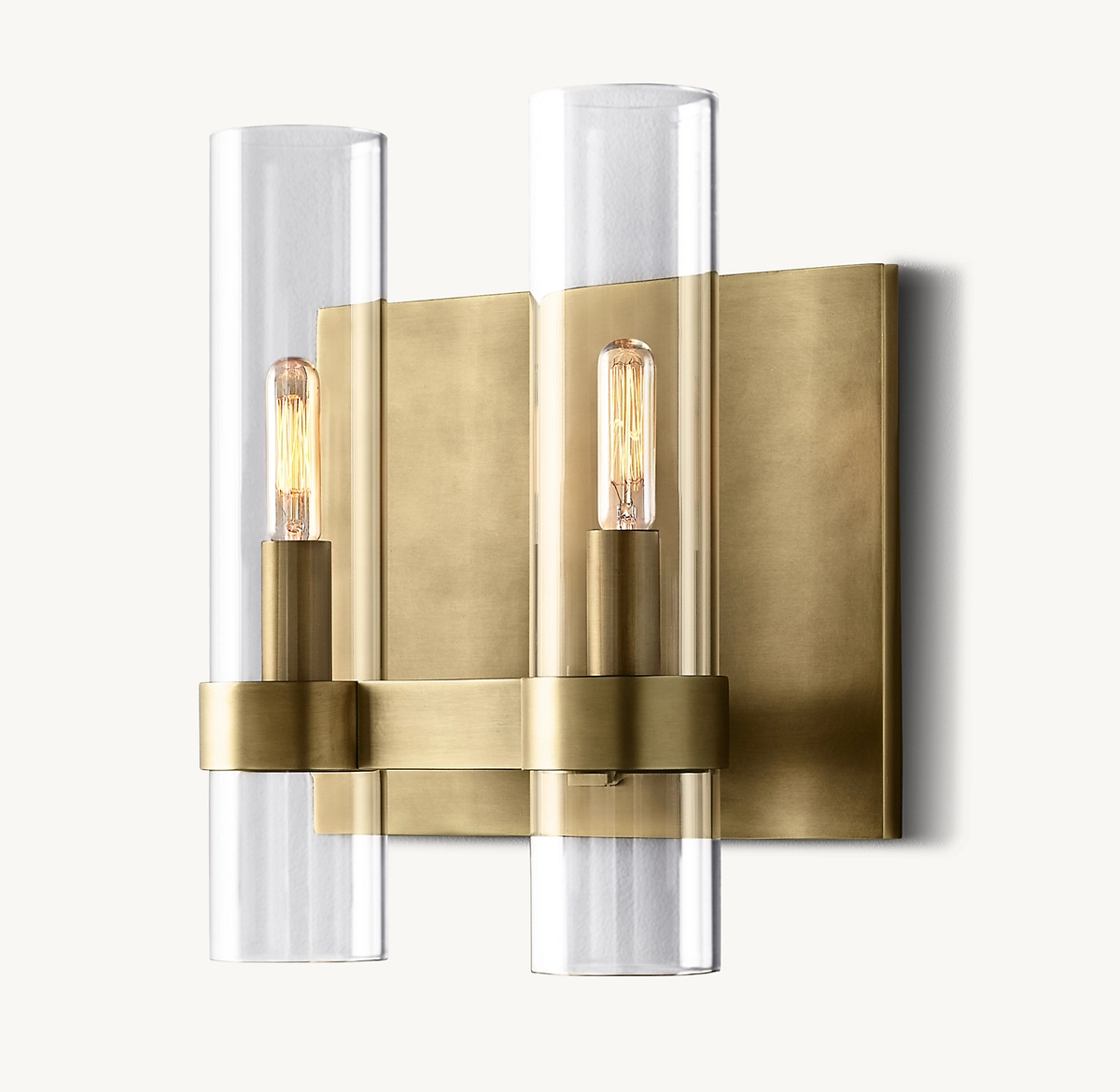 RAVELLE DOUBLE SCONCE - Lacquered Burnished Brass