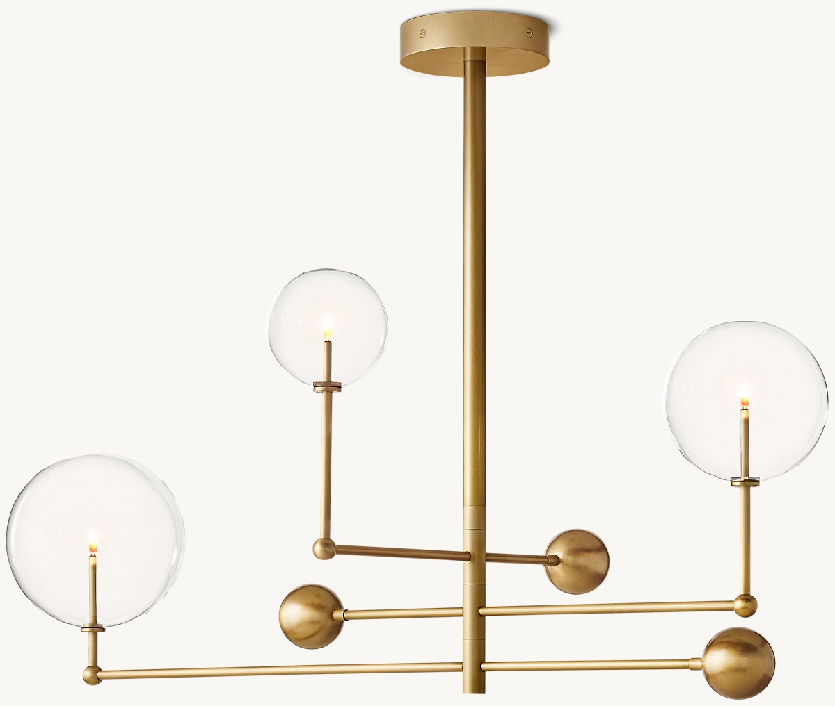 GLASS GLOBE MOBILE THREE-ARM CHANDELIER 46