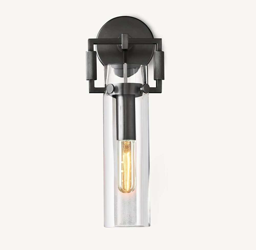 MACHINIST GLASS CYLINDER SCONCE 12