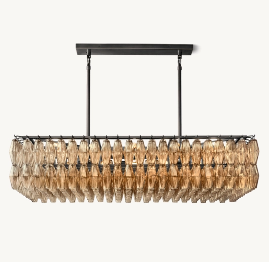 CHIARA SMOKE GLASS RECTANGULAR CHANDELIER 54