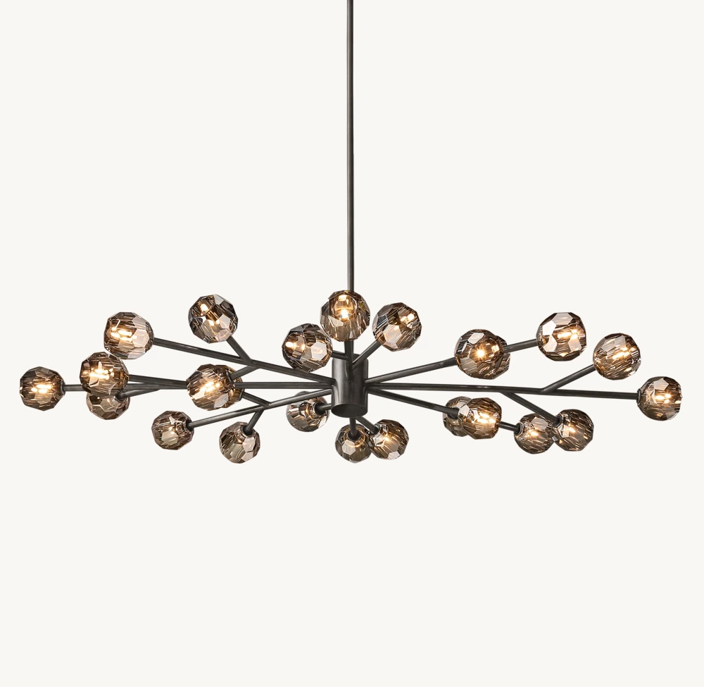 BOULE DE CRISTAL SMOKE GLASS OVAL CHANDELIER 72
