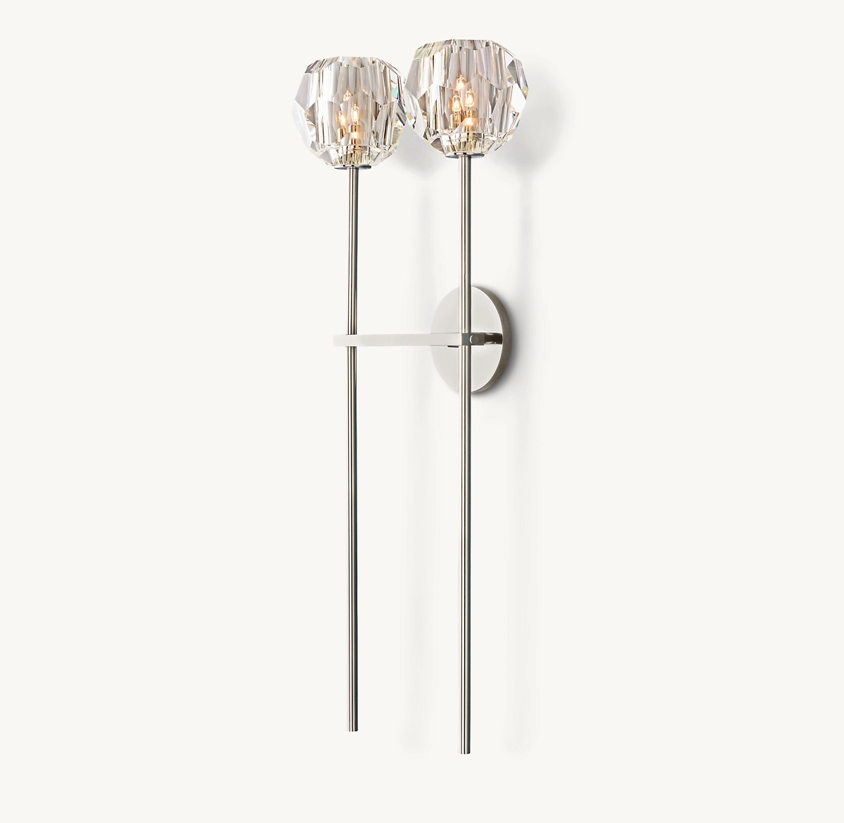 BOULE DE CRISTAL CLEAR GLASS GRAND DOUBLE SCONCE - Polished Nickel