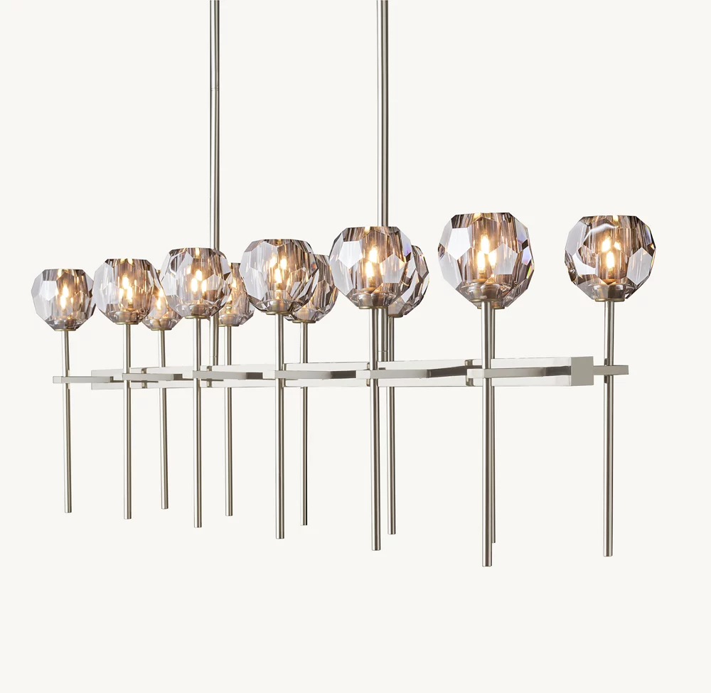 BOULE DE CRISTAL SMOKE GLASS DOUBLE LINEAR CHANDELIER 60