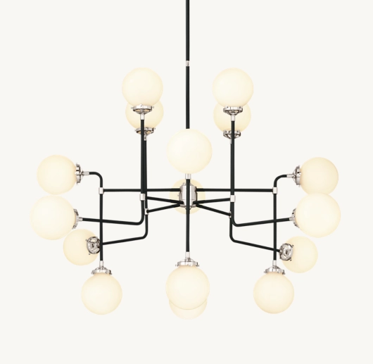 BISTRO GLOBE MILK GLASS CHANDELIER 56