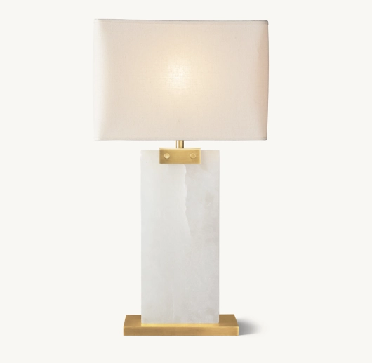 RECTANGULAR COLUMN ALABASTER TABLE LAMP