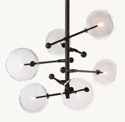 GLASS GLOBE MOBILE SIX-ARM CHANDELIER 40
