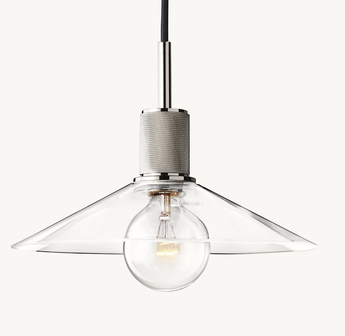 UTILITAIRE GLASS SLOPE SHADE PENDANT - Polished Nickel