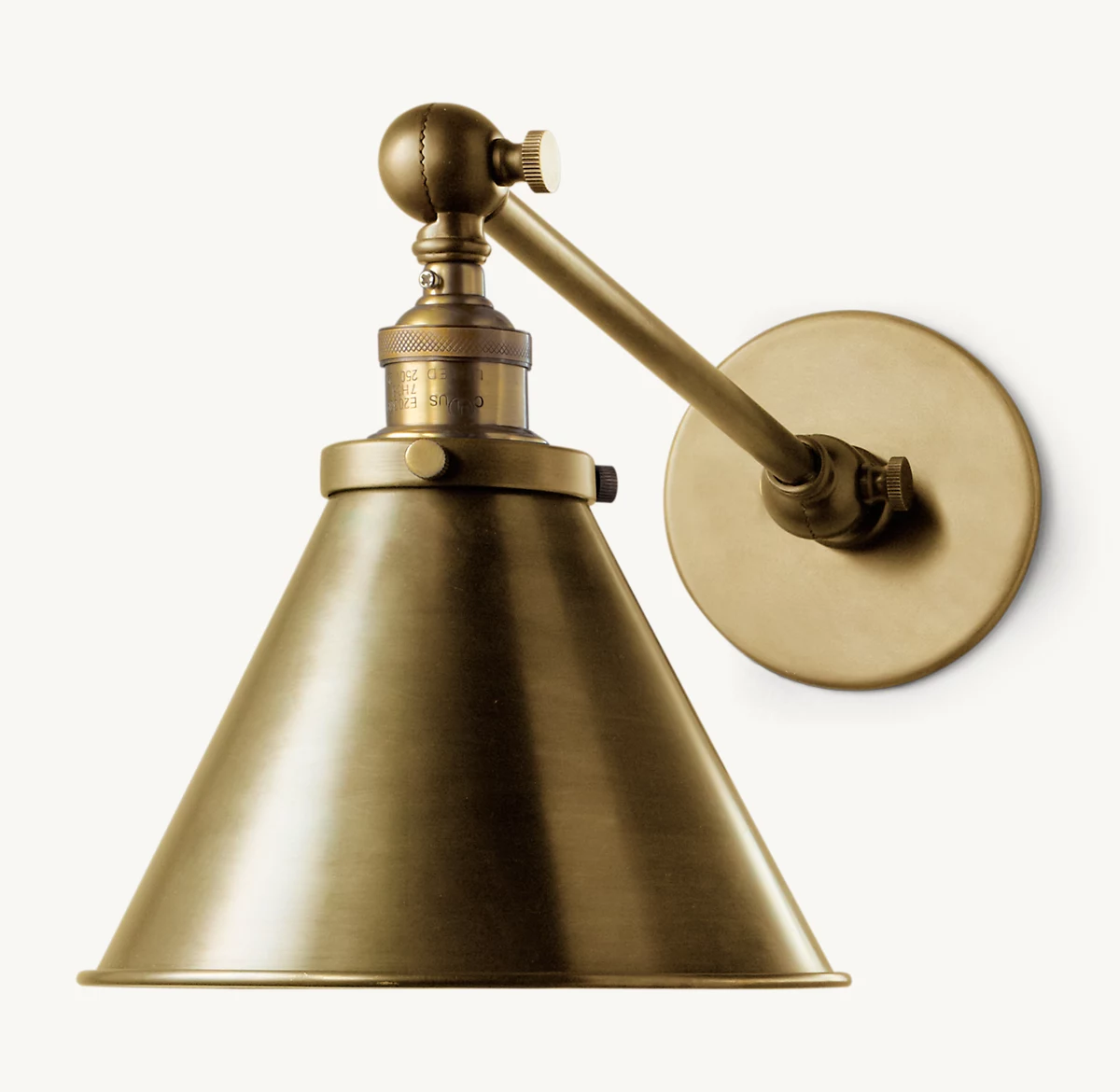 20TH C. LIBRARY SINGLE SCONCE - Lacquered Burnished Brass