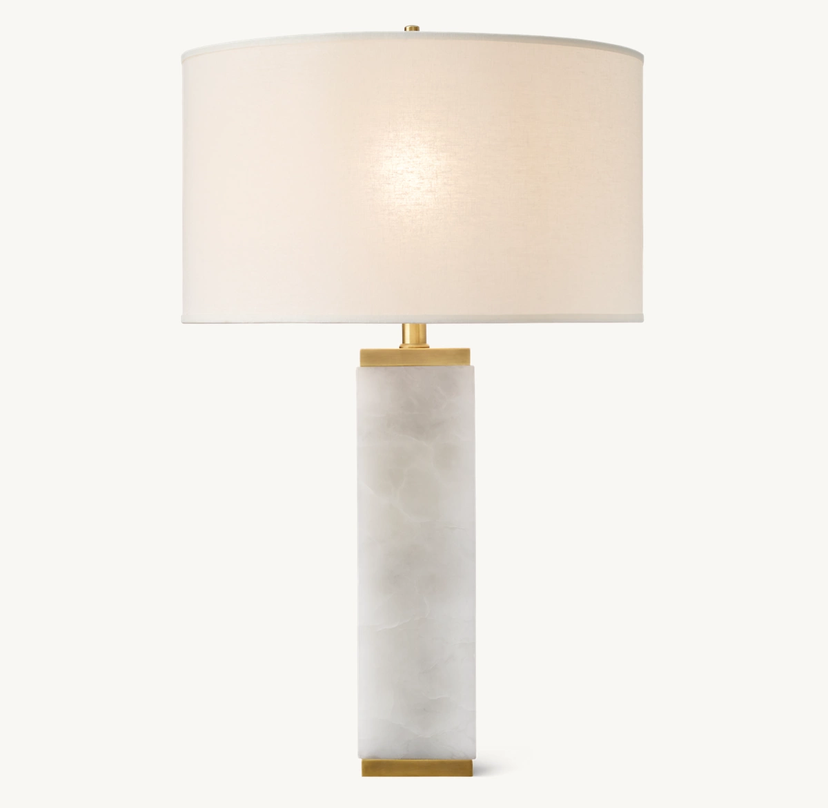 SQUARE COLUMN ALABASTER TABLE LAMP - Lacquered Burnished Brass