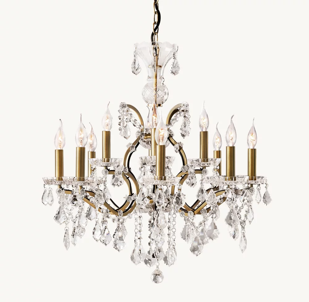 19TH C. ROCOCO IRON & CRYSTAL ROUND CHANDELIER 28