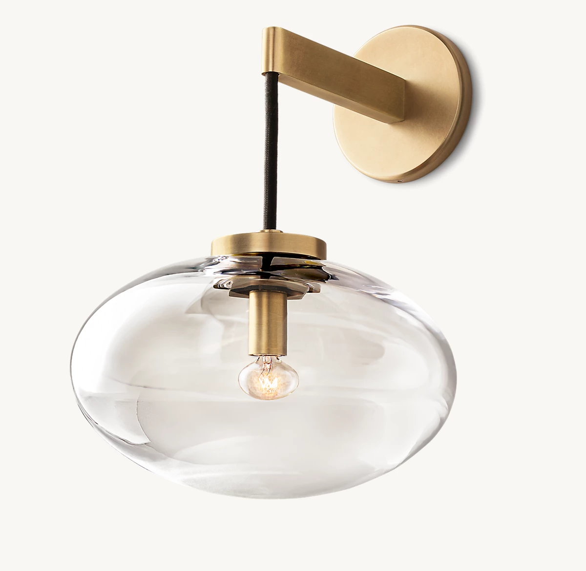 CABRETTE CLEAR GLASS SCONCE - Natural Brass