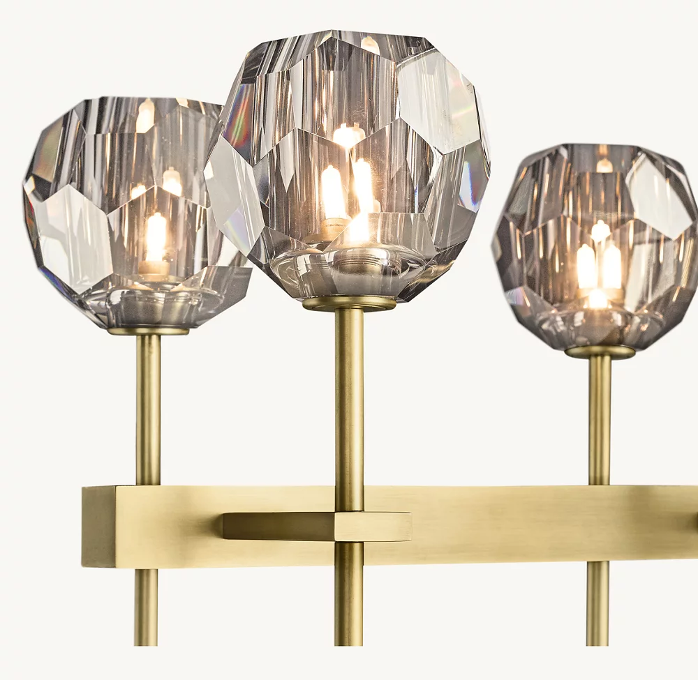 BOULE DE CRISTAL SMOKE GLASS DOUBLE LINEAR CHANDELIER 60