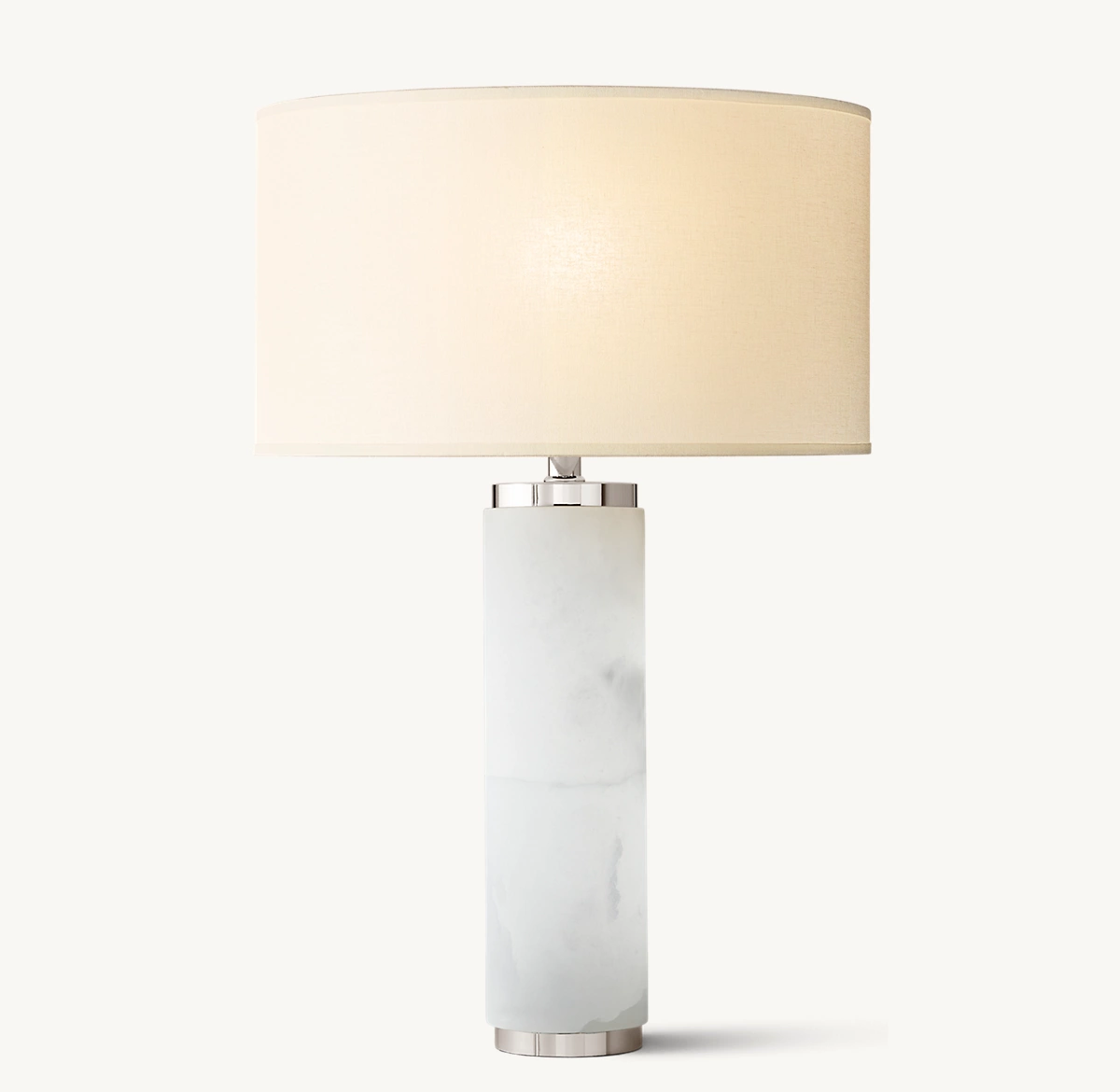 CYLINDRICAL COLUMN ALABASTER TABLE LAMP - Polished Nickel