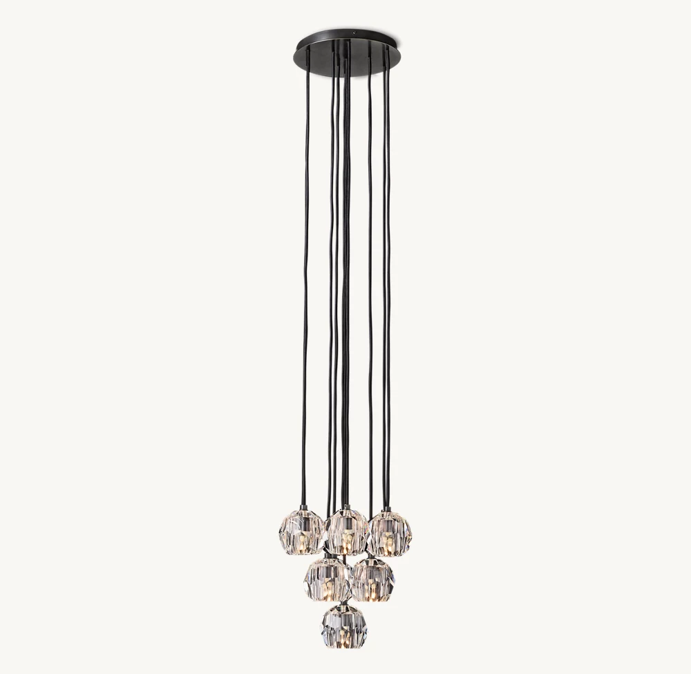 BOULE DE CRISTAL CLEAR GLASS ROUND CLUSTER CHANDELIER 14