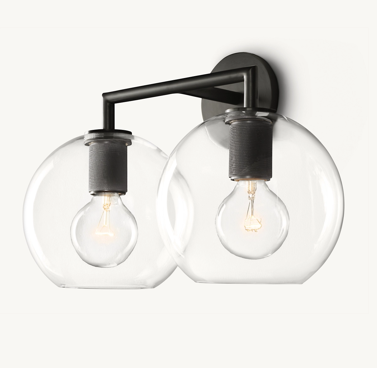 UTILITAIRE GLOBE SHADE DOUBLE SCONCE - Bronze