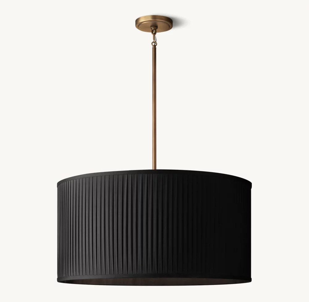 REED BLACK PLEATED DRUM PENDANT - Image 3