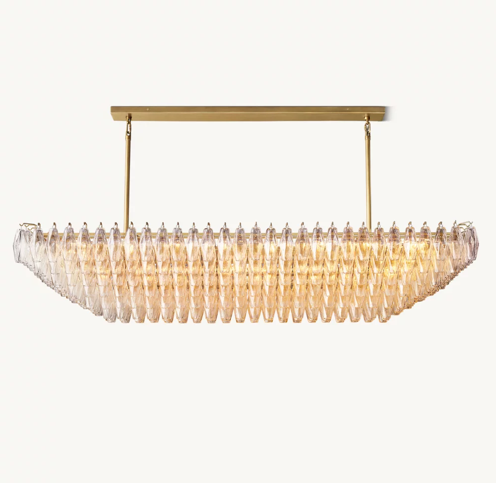 CHIARA CLEAR GLASS TIERED RECTANGULAR CHANDELIER 74