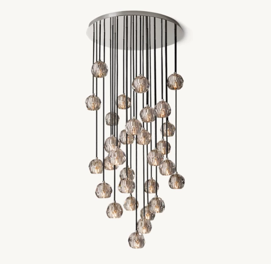 BOULE DE CRISTAL SMOKE GLASS ROUND CLUSTER CHANDELIER 30