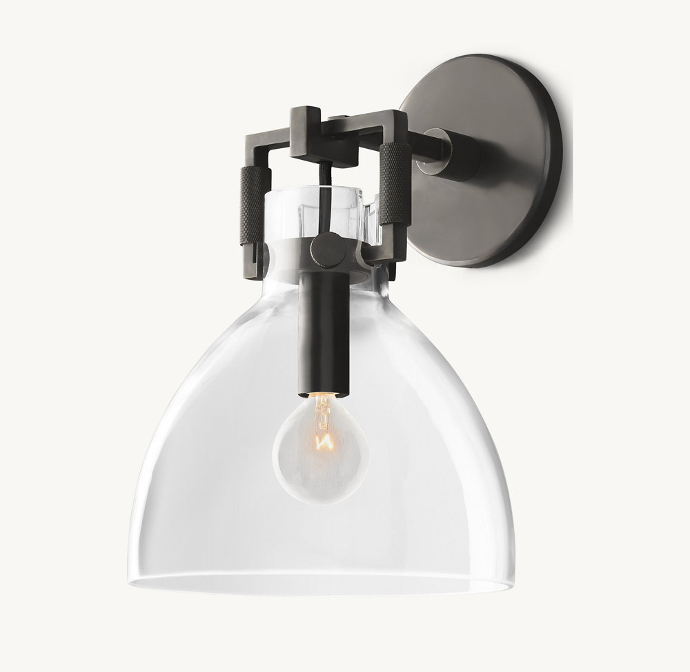 MACHINIST GLASS CLOCHE SCONCE 8