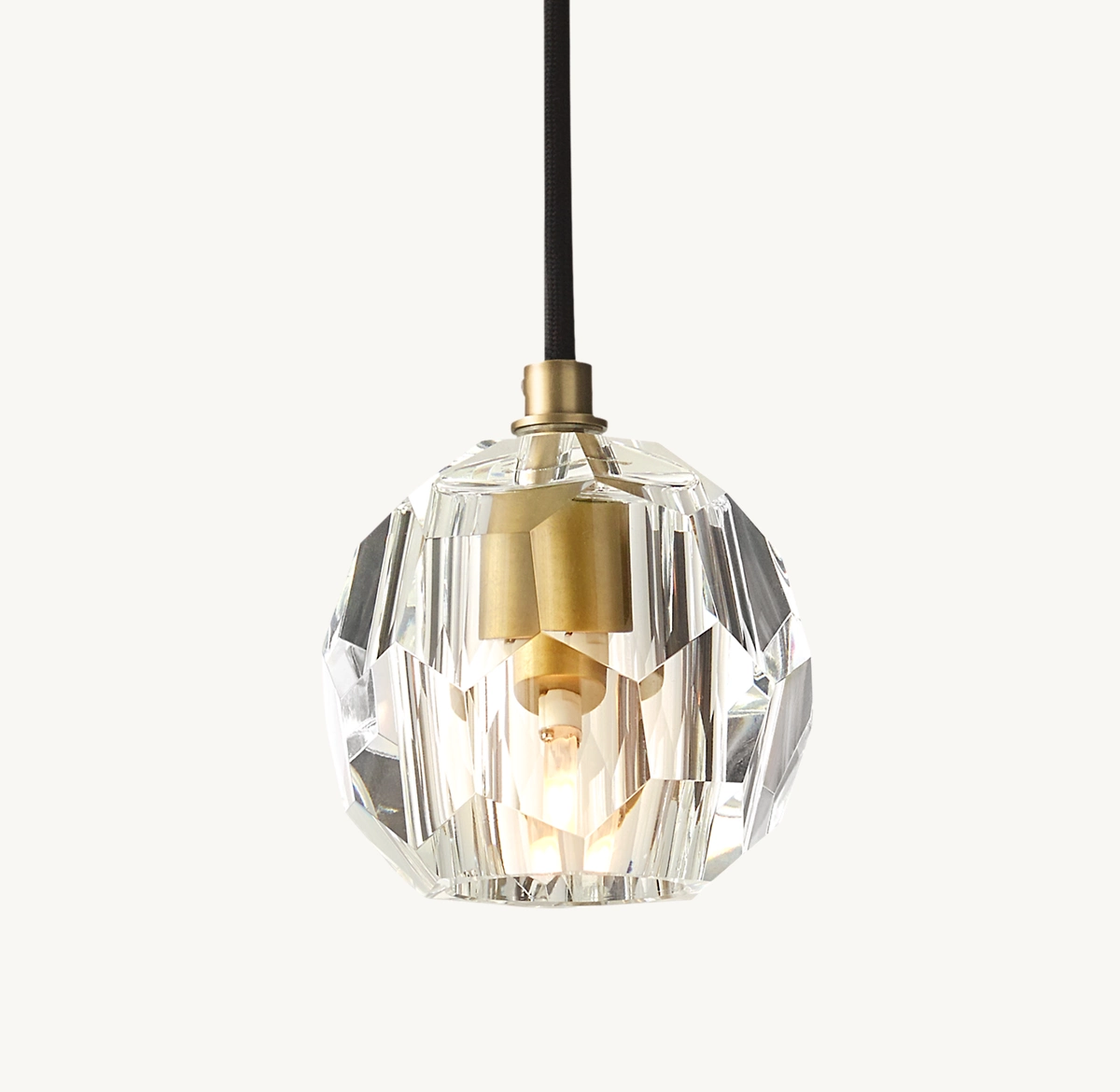 BOULE DE CRISTAL CLEAR GLASS CORD PENDANT - Lacquered Burnished Brass