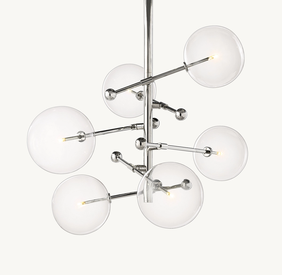 GLASS GLOBE MOBILE SIX-ARM CHANDELIER 40