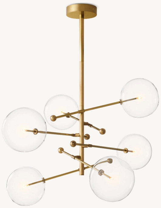 GLASS GLOBE MOBILE SIX-ARM CHANDELIER 55