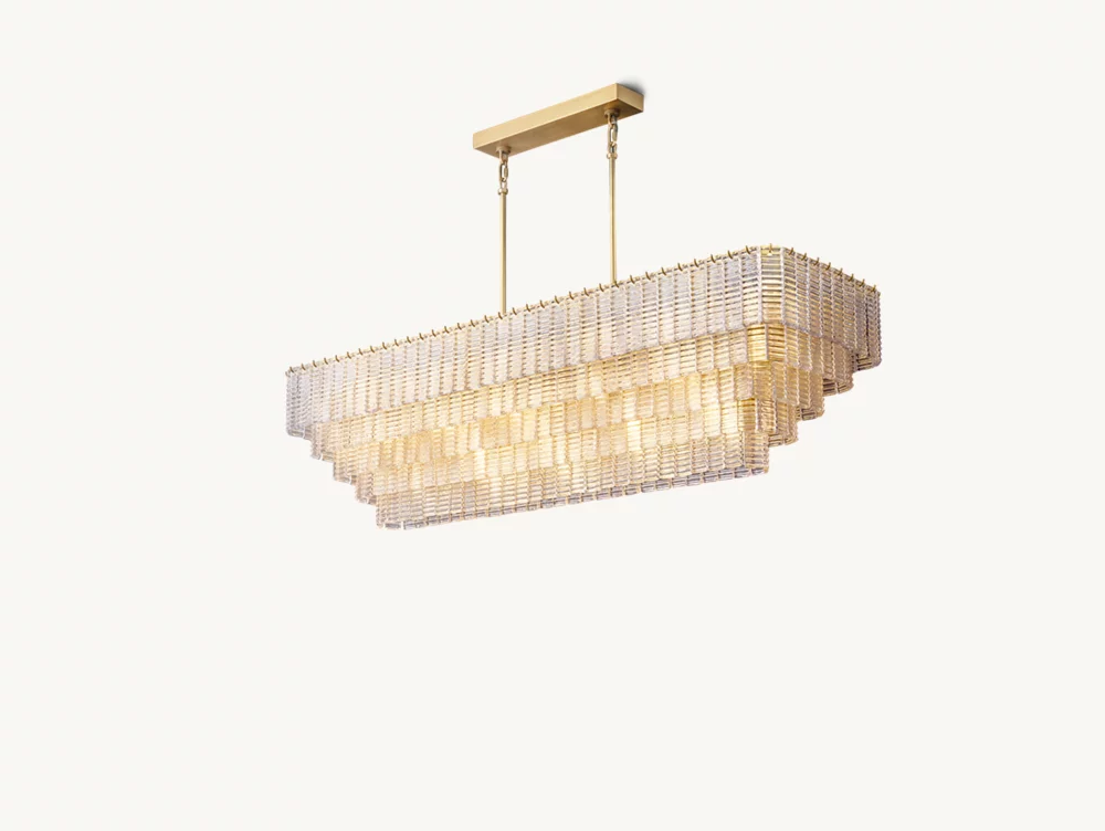 SIRENE CLEAR GLASS RECTANGULAR CHANDELIER 77