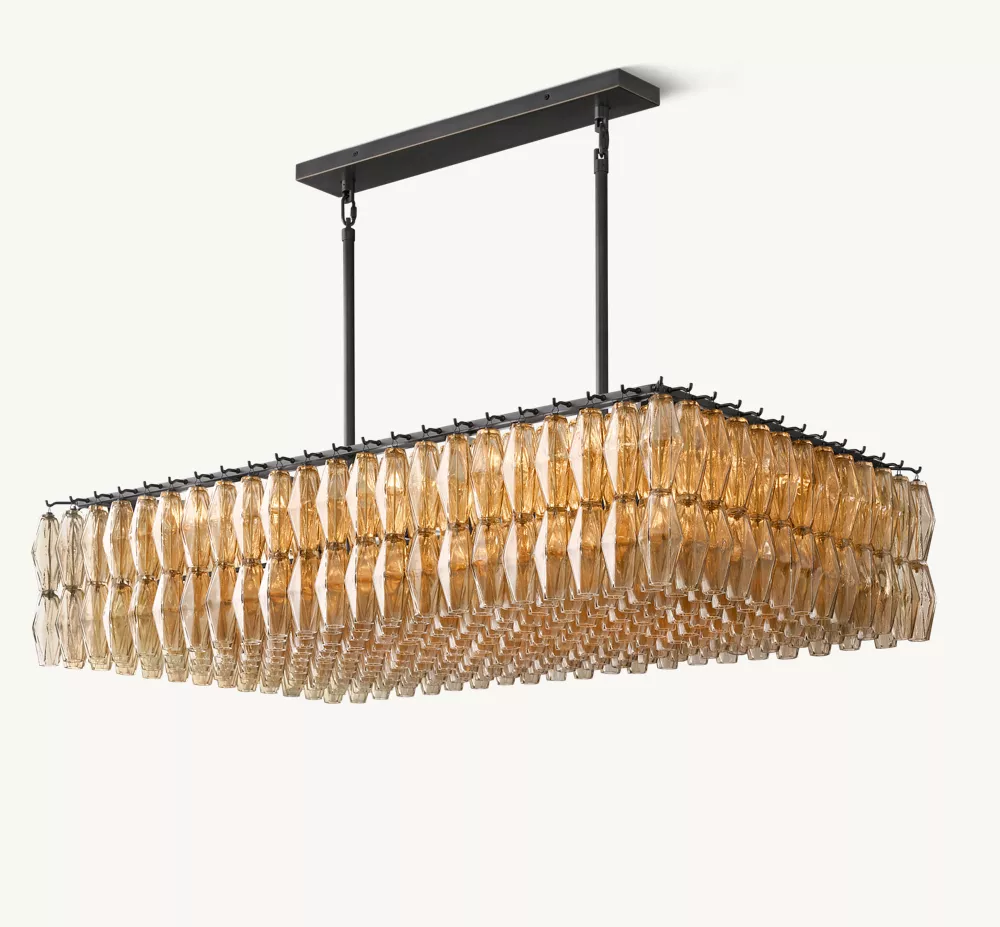 CHIARA SMOKE GLASS RECTANGULAR CHANDELIER 54