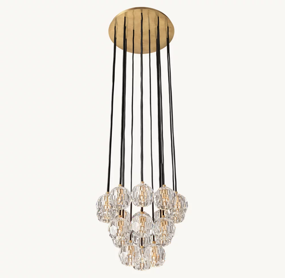 BOULE DE CRISTAL CLEAR GLASS ROUND CLUSTER CHANDELIER 19