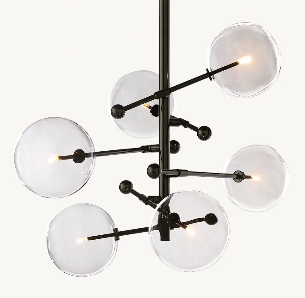 GLASS GLOBE MOBILE SIX-ARM CHANDELIER 40