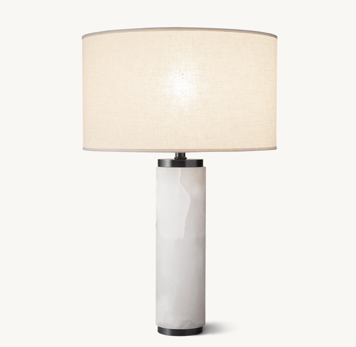 CYLINDRICAL COLUMN ALABASTER TABLE LAMP - Bronze