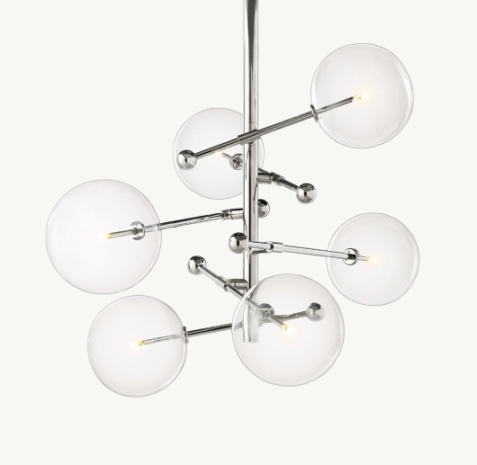 GLASS GLOBE MOBILE SIX-ARM CHANDELIER 40