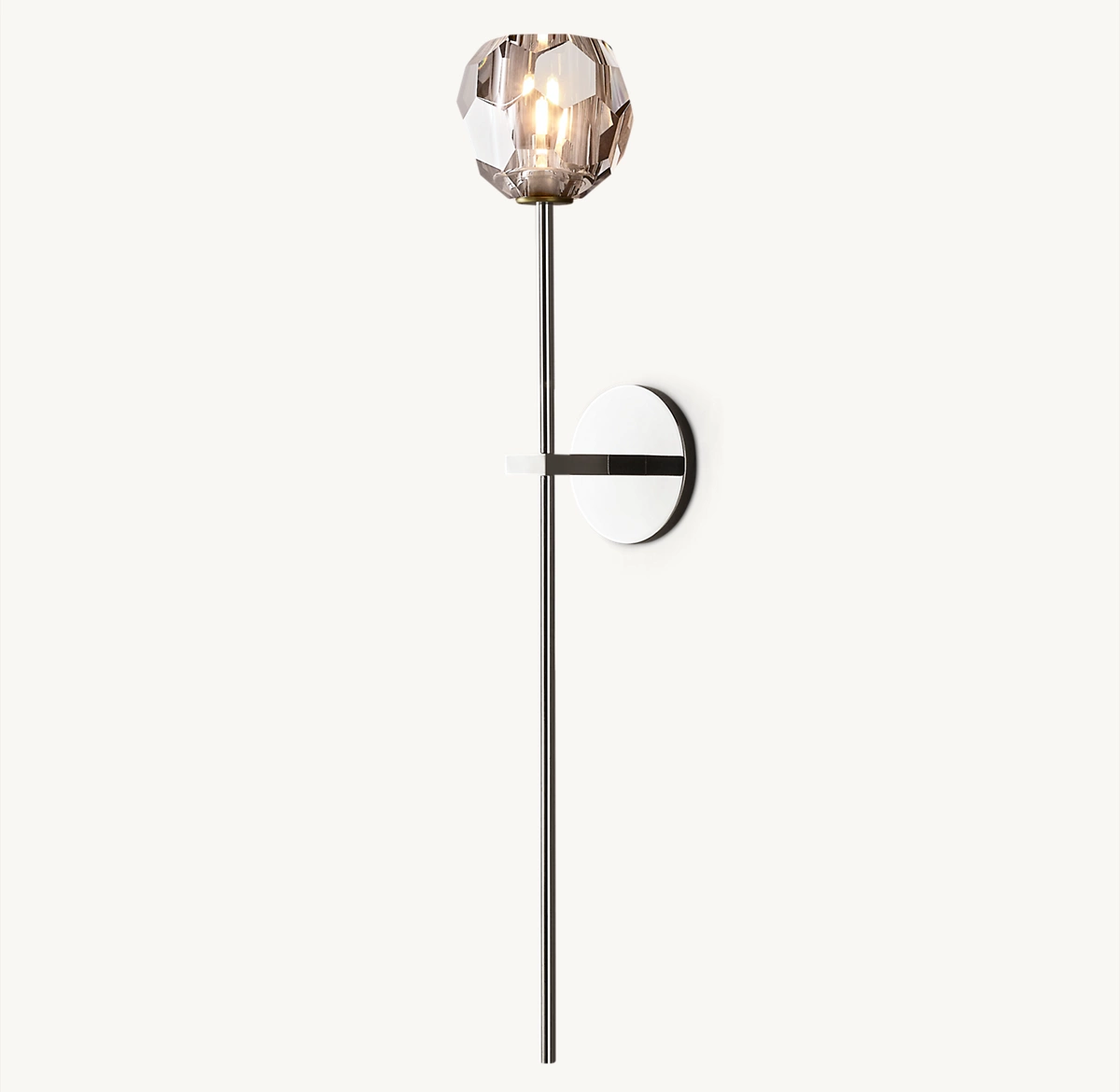BOULE DE CRISTAL SMOKE GLASS GRAND SCONCE - Polished Nickel