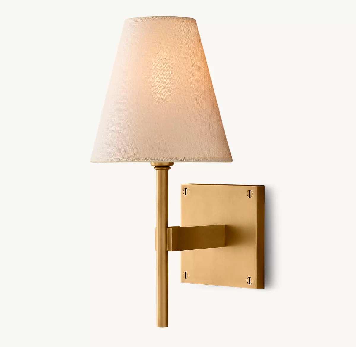 FULHAM LINEN SHADE SCONCE - Lacquered Burnished Brass