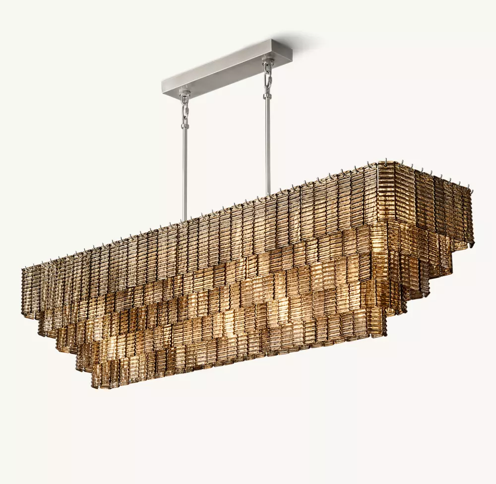 SIRENE SMOKE GLASS RECTANGULAR CHANDELIER 77