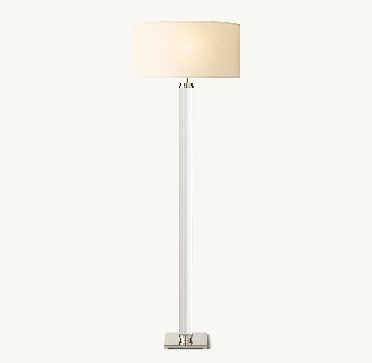 CYLINDRICAL COLUMN CRYSTAL FLOOR LAMP - Polished Nickel