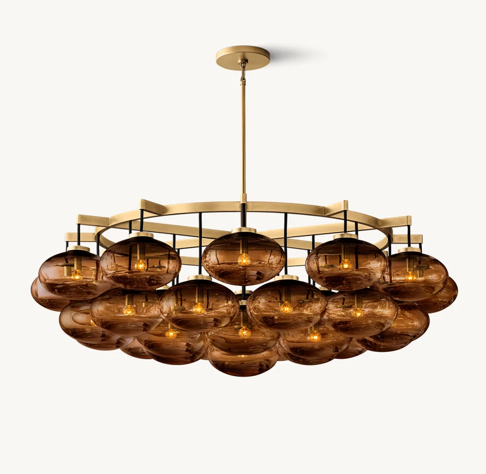 CABRETTE AMBER GLASS ROUND CHANDELIER 60