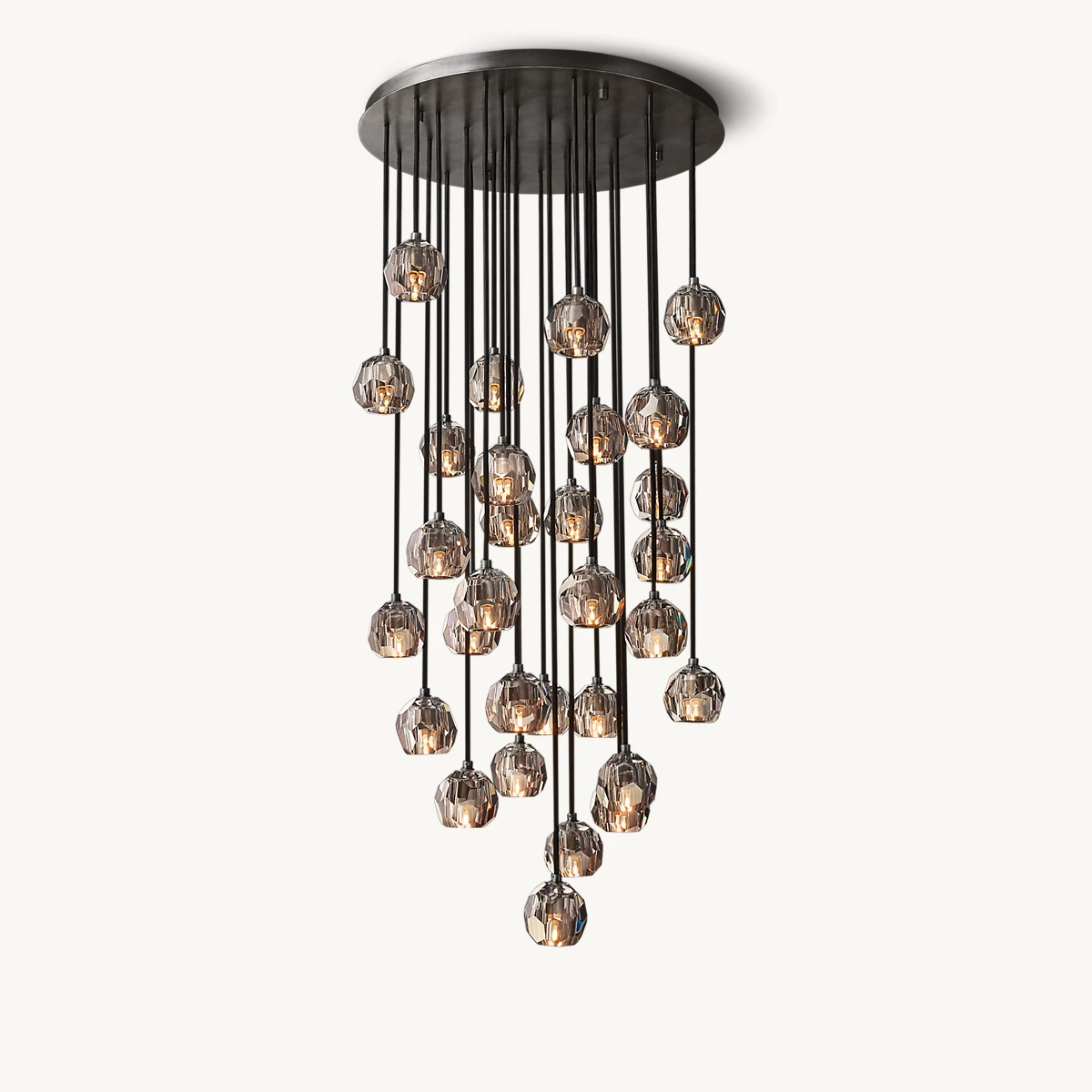 BOULE DE CRISTAL SMOKE GLASS ROUND CLUSTER CHANDELIER 30