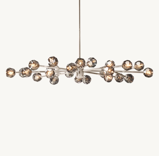 BOULE DE CRISTAL SMOKE GLASS OVAL CHANDELIER 72