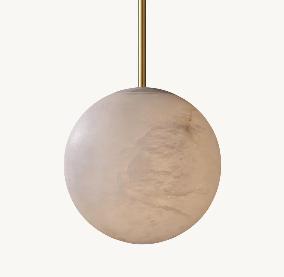 HAND-CARVED ALABASTER GLOBE PENDANT - Lacquered Burnished Brass