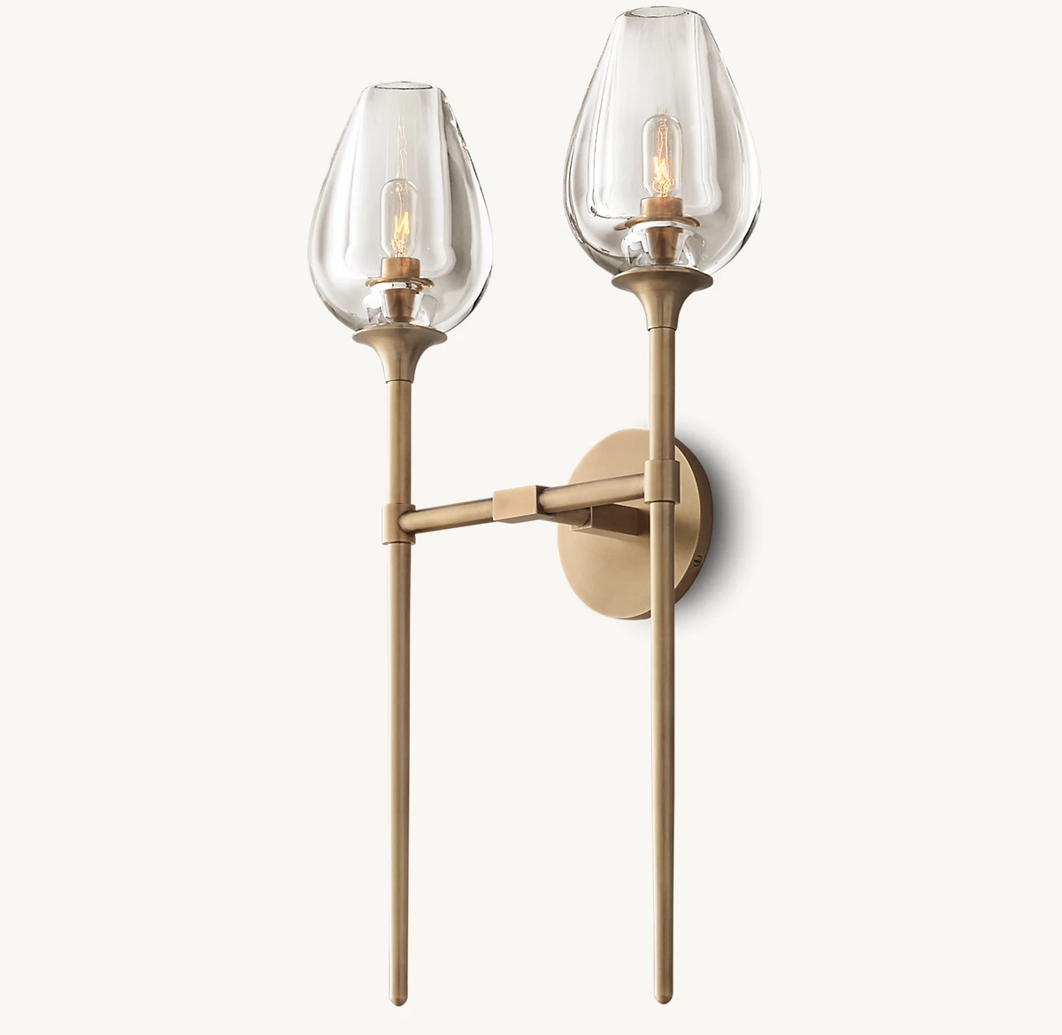 TULIP DOUBLE SCONCE - Natural Brass