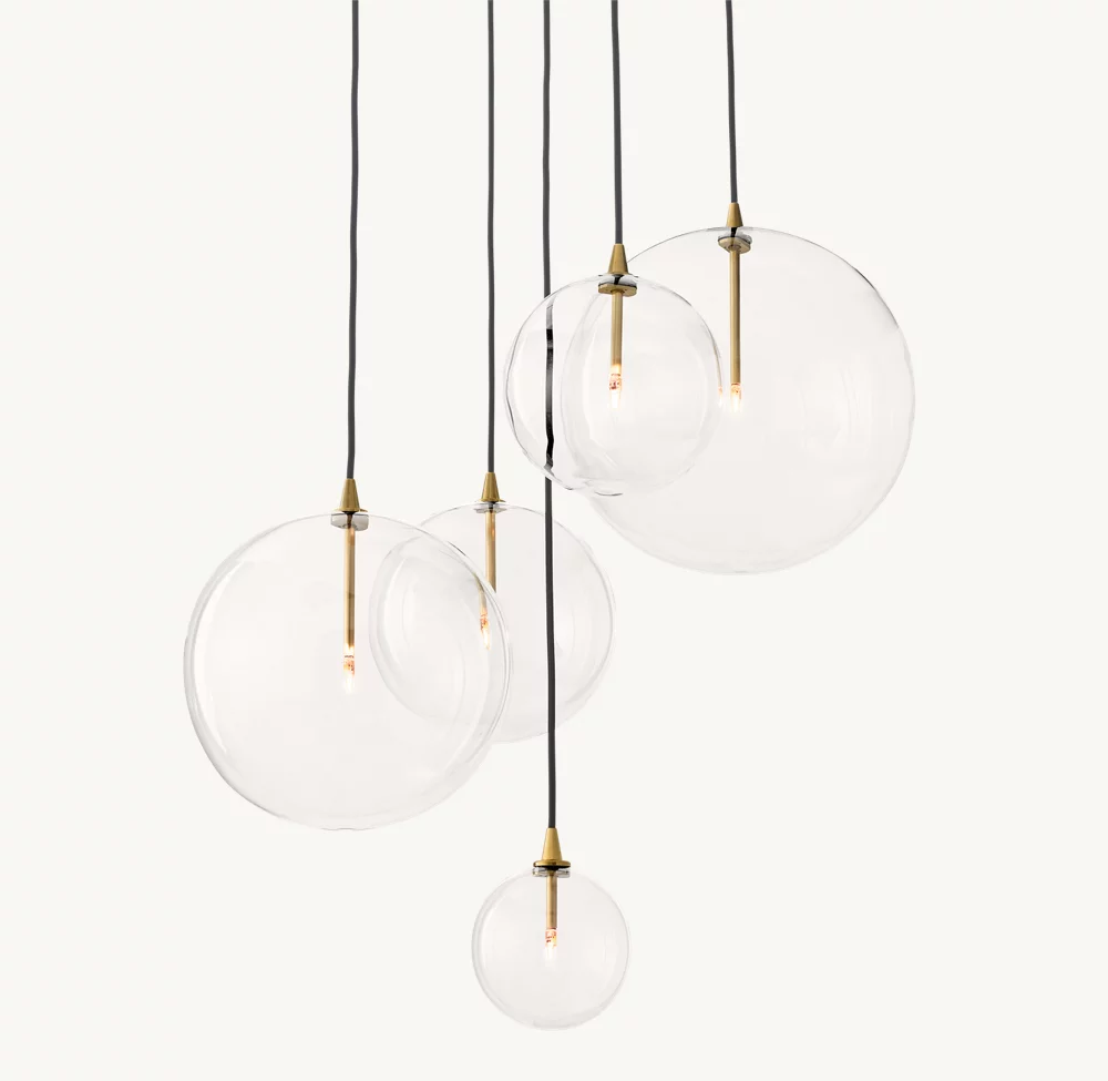 GLASS GLOBE MOBILE CLUSTER CHANDELIER 28