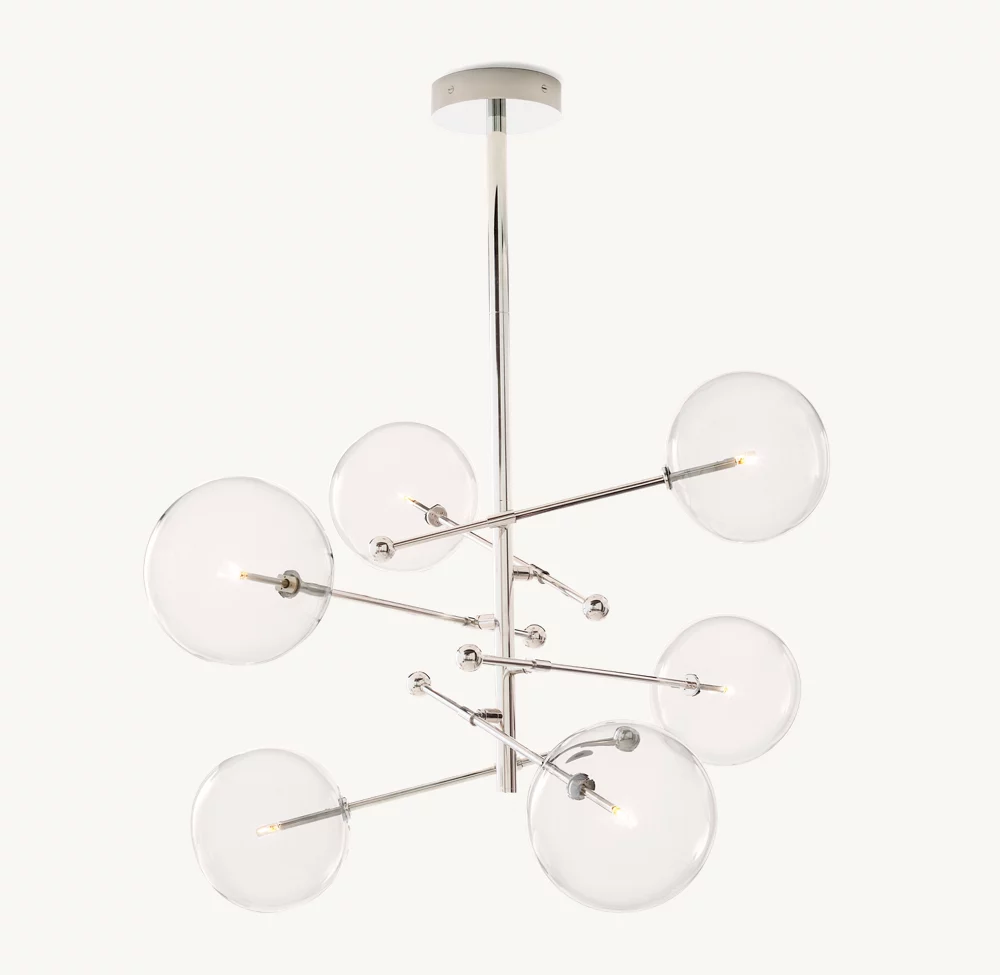 GLASS GLOBE MOBILE SIX-ARM CHANDELIER 55