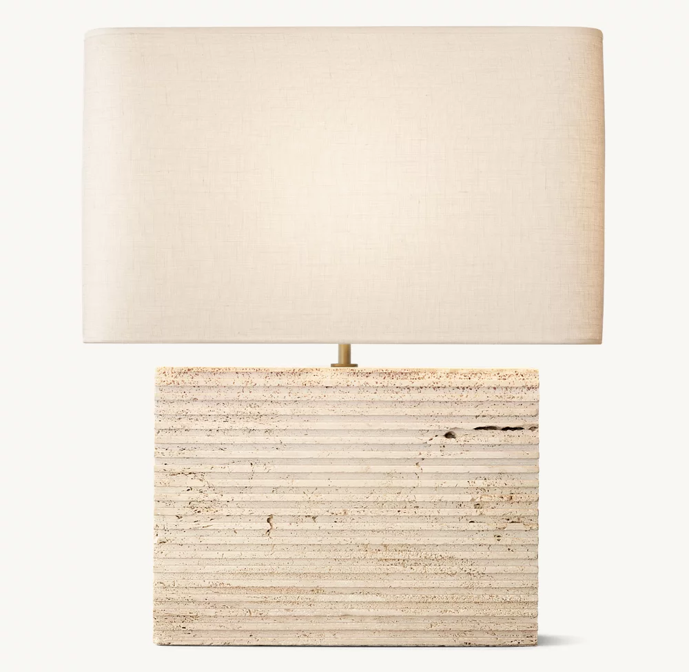 TALLADO CLASSICO TRAVERTINE WIDE RECTANGULAR TABLE LAMP - Image 2