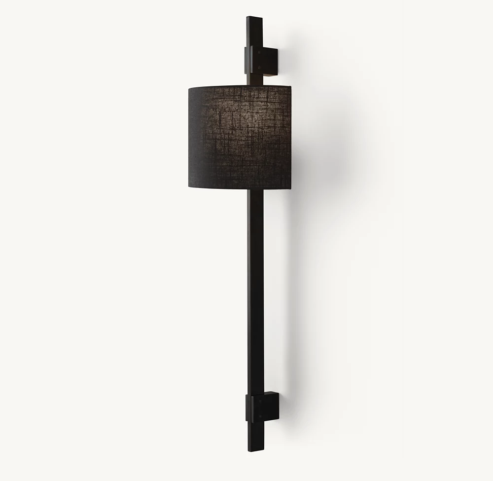 VELA RECTANGULAR BAR SCONCE - ROUND SHADE - Image 1