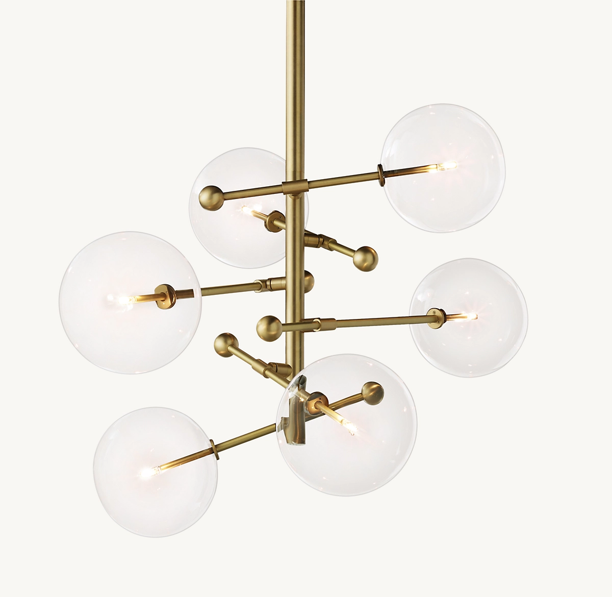 GLASS GLOBE MOBILE SIX-ARM CHANDELIER 40